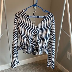 Blue/white stripe shirt, size small, NWT